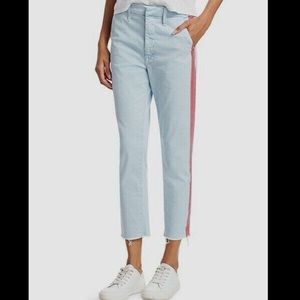 Mother Women's Blue The Shaker Striped Cropped Stretch Denim Jeans Size 24